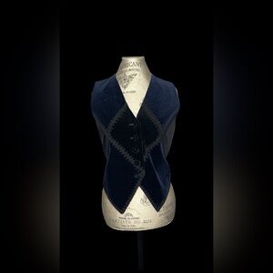 Elegant Vintage Portara Navy Blue Vest